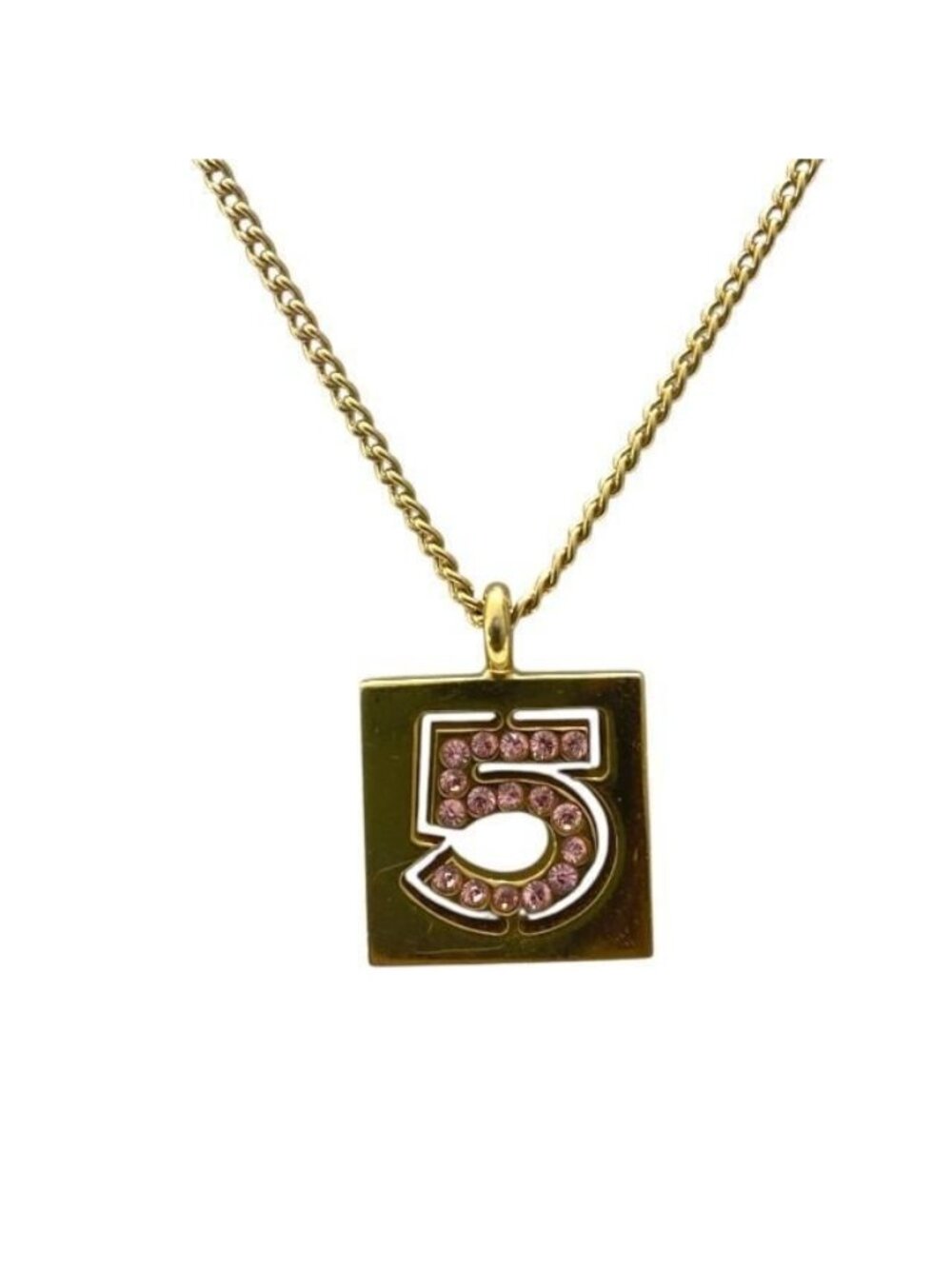 Chanel No5 Necklace Pendant Accessories Small Rhinestone 02 P GP